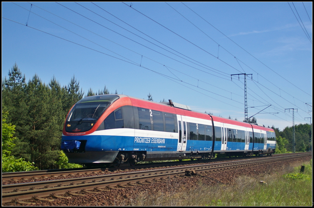 PEG VT 643.04 / 643 361 auf Dienstfahrt am 05.06.2013 in der Berliner Wuhlheide (NVR-Nummer 95 80 0643 361-8, vermietet an Keolis)