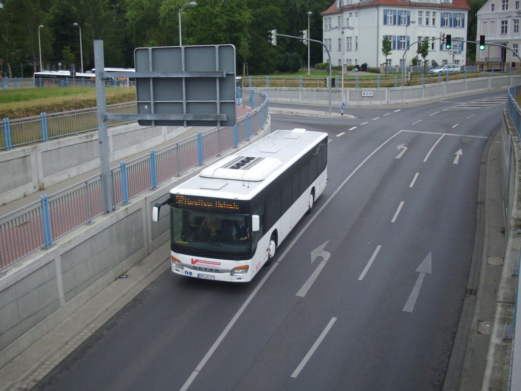 Setra 415 NF der Verkehrsbetrieb Greifswald-Land GmbH in Greifswald.