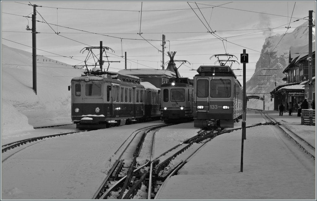 WAB Triebwagenparade auf der Kleinen Scheidegg. 
4. Feb. 2012