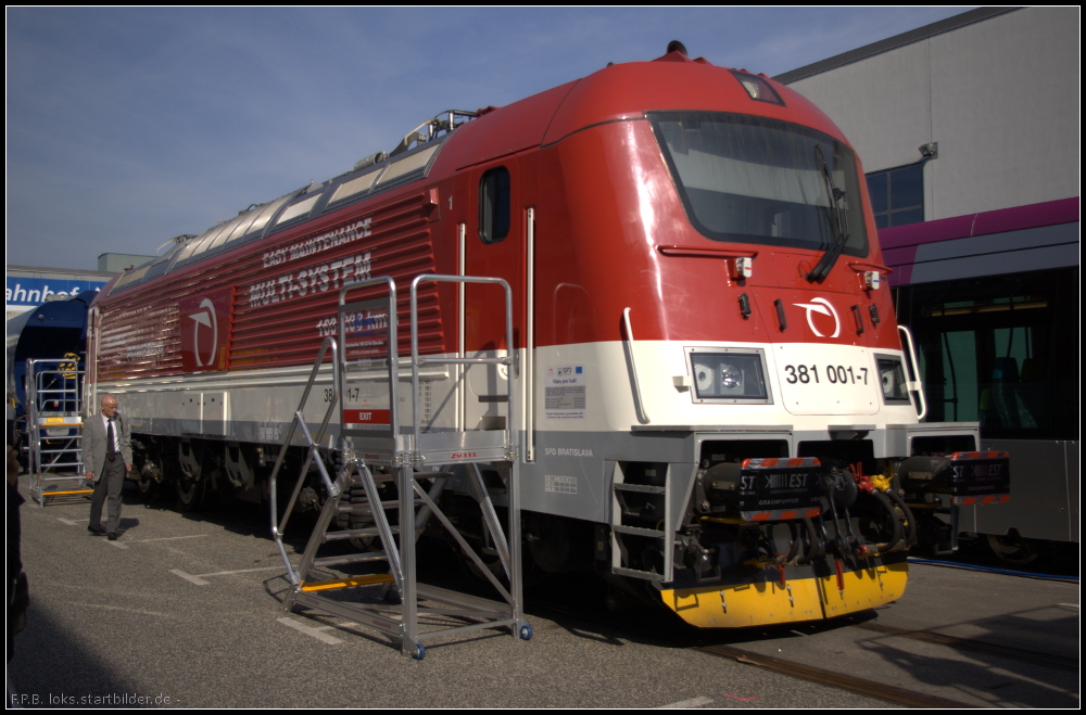 ZSSK 381 001-7 auf der InnoTrans 2012 in Berlin. Zwei Loks wurden bei Skoda bestellt und sollen in der Slowakei im Regionalverkehr eingesetzt werden.