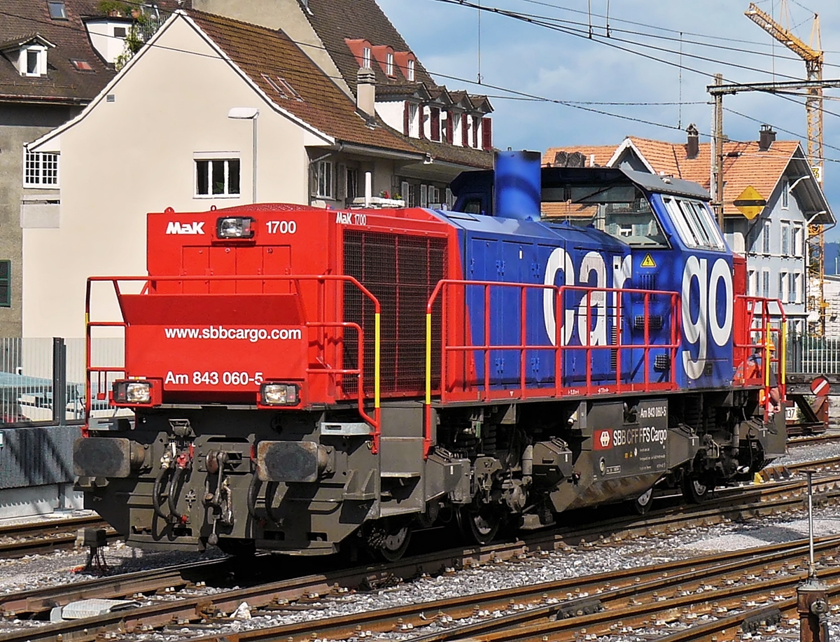 . Aus dem Archiv - Die SBB Cargo Am 843 060-5 (eine MaK G 1700-2 BB) wartete am 04.08.2008 im Bahnhof von Thun auf Arbeit. (Hans)