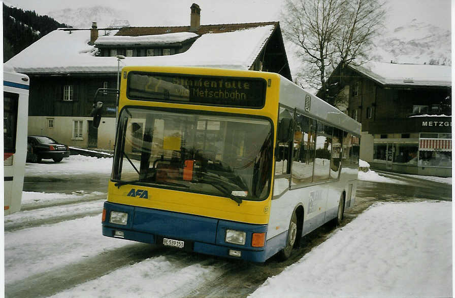 (083'209) - AFA Adelboden - Nr. 51/BE 539'151 - MAN (ex BAM Morges Nr. 5) am 19. Februar 2006 beim Bahnhof Lenk