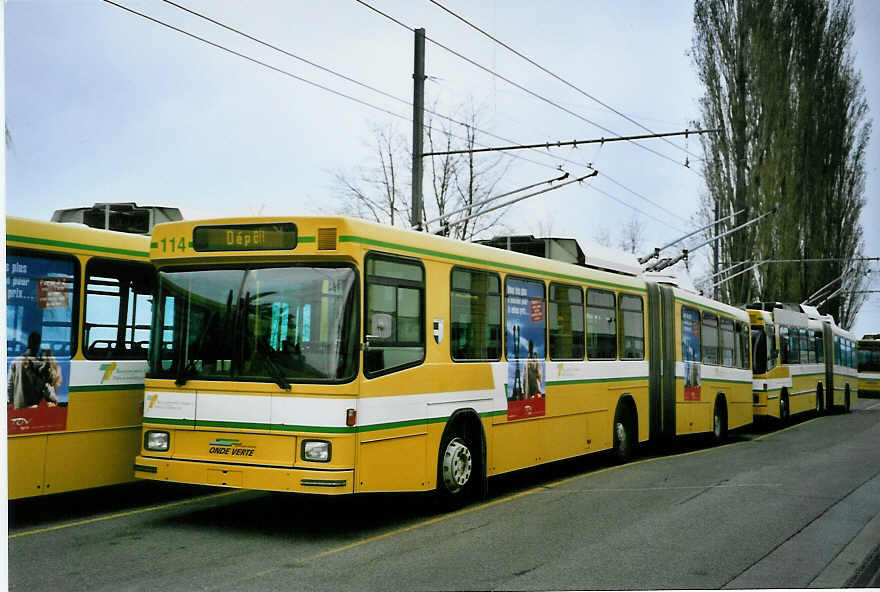 (093'324) - TN Neuchtel - Nr. 114 - NAW/Hess Gelenktrolleybus am 25. Mrz 2007 in Neuchtel, Dpt