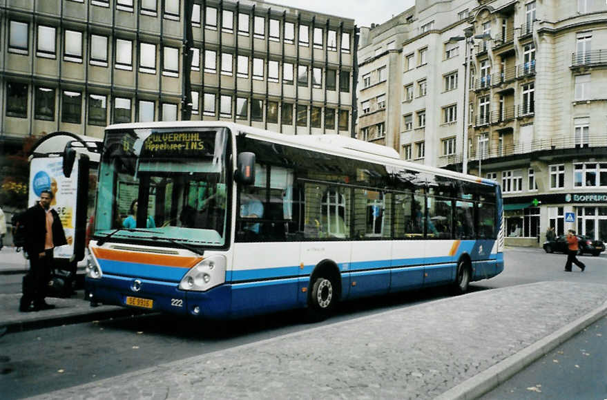 (098'911) - AVL Luxembourg - Nr. 222/SE 9916 - Irisbus am 24. September 2007 in Luxembourg, Place Hamilius