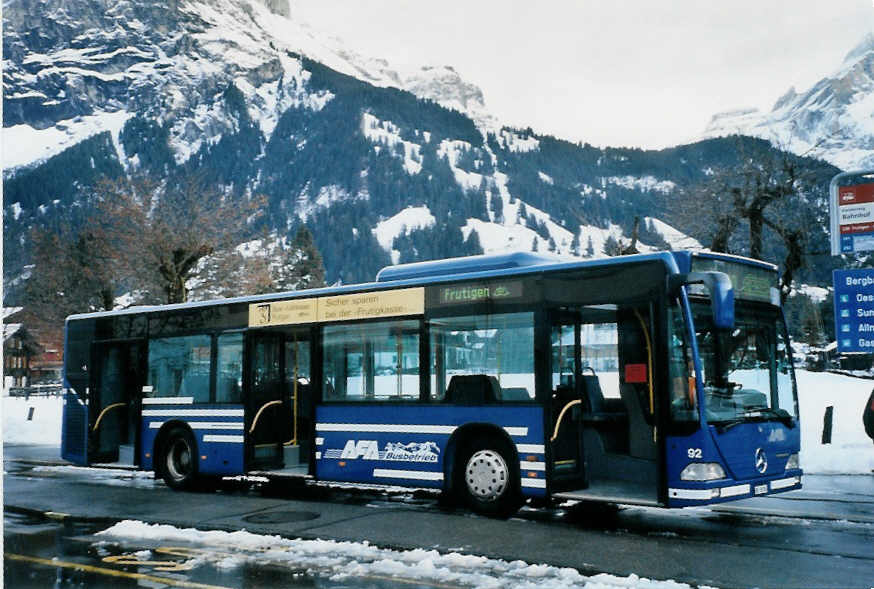 (101'717) - AFA Adelboden - Nr. 92/BE 26'704 - Mercedes (ex Nr. 4) am 9. Dezember 2007 beim Bahnhof Kandersteg