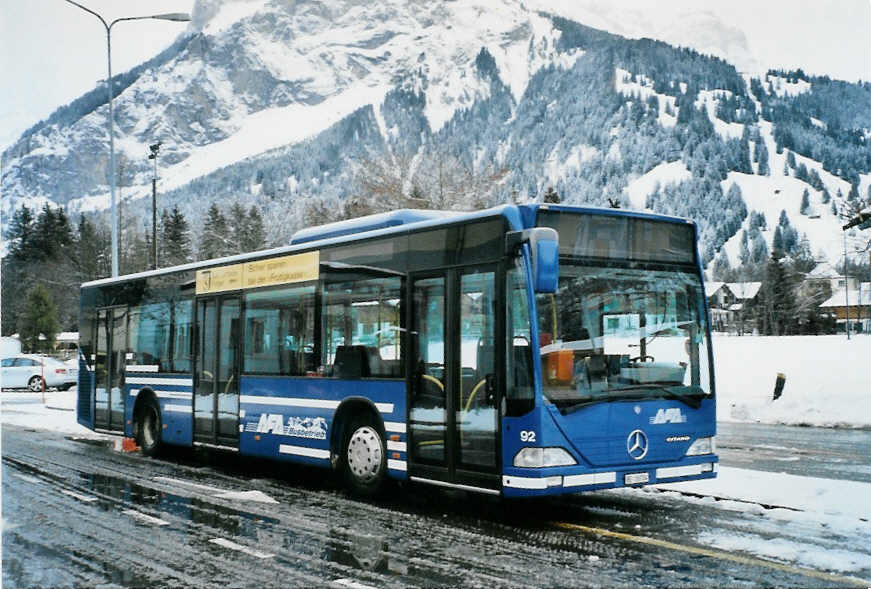 (101'805) - AFA Adelboden - Nr. 92/BE 26'704 - Mercedes (ex Nr. 4) am 10. Dezember 2007 beim Bahnhof Kandersteg