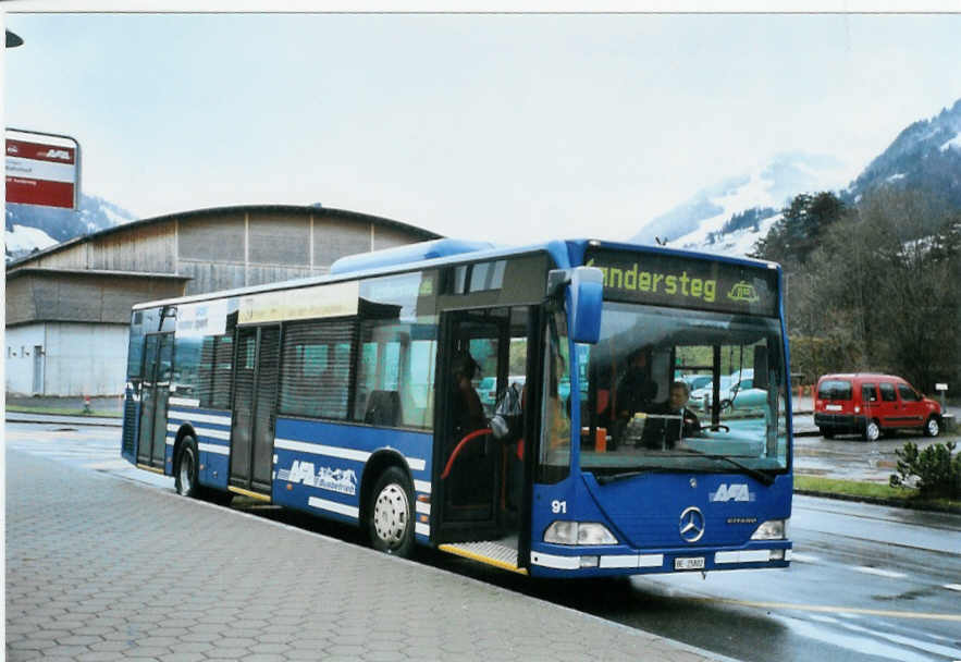 (101'811) - AFA Adelboden - Nr. 91/BE 25'802 - Mercedes (ex Nr. 2) am 10. Dezember 2007 beim Bahnhof Frutigen