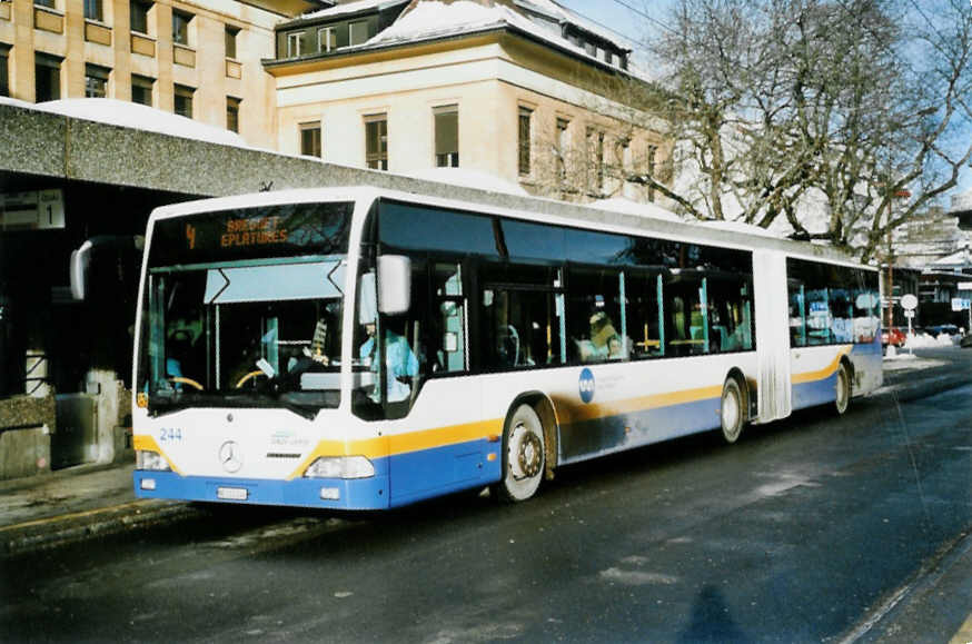 (102'206) - TC La Chaux-de-Fonds - Nr. 244/NE 112'244 - Mercedes am 22. Dezember 2007 beim Bahnhof La Chaux-de-Fonds