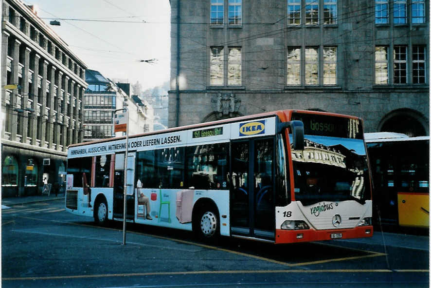 (102'533) - Regiobus, Gossau - Nr. 18/SG 7270 - Mercedes am 29. Dezember 2007 beim Bahnhof St. Gallen