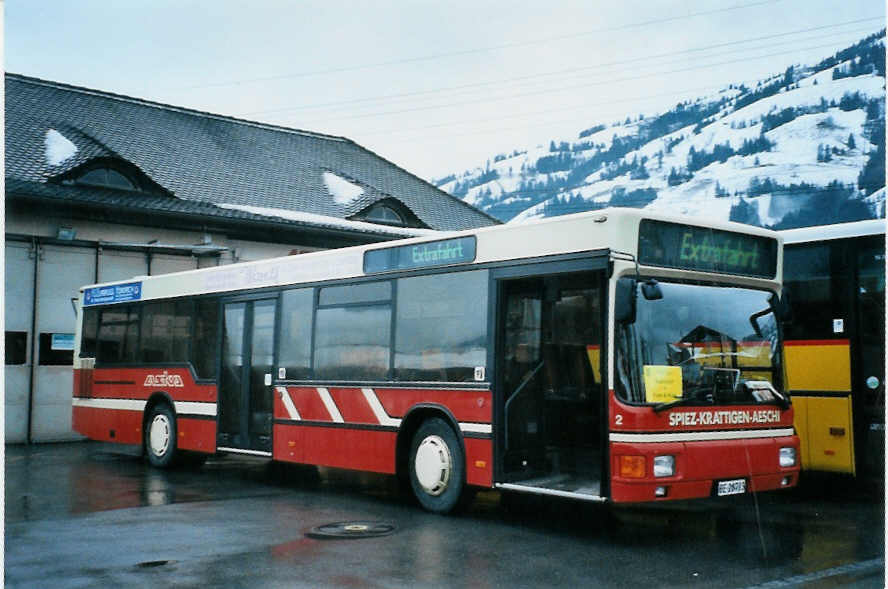 (102'929) - ASKA Aeschi - Nr. 2/BE 26'783 - MAN am 6. Januar 2008 beim Bahnhof Frutigen