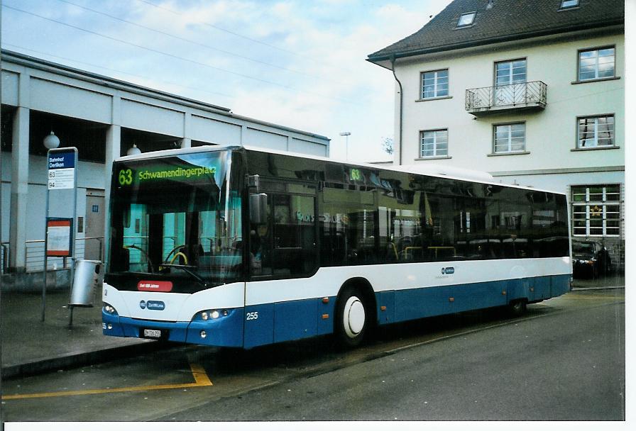 (103'435) - VBZ Zrich - Nr. 255/ZH 726'255 - Neoplan am 7. Januar 2008 beim Bahnhof Zrich-Oerlikon