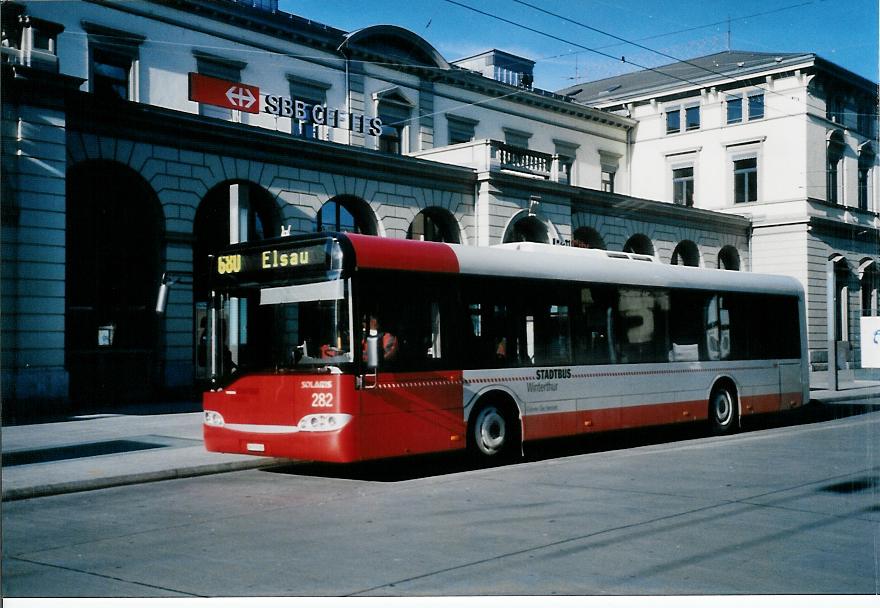 (103'809) - SW Winterthur - Nr. 282/ZH 719'282 - Solaris am 28. Januar 2008 beim Hauptbahnhof Winterthur