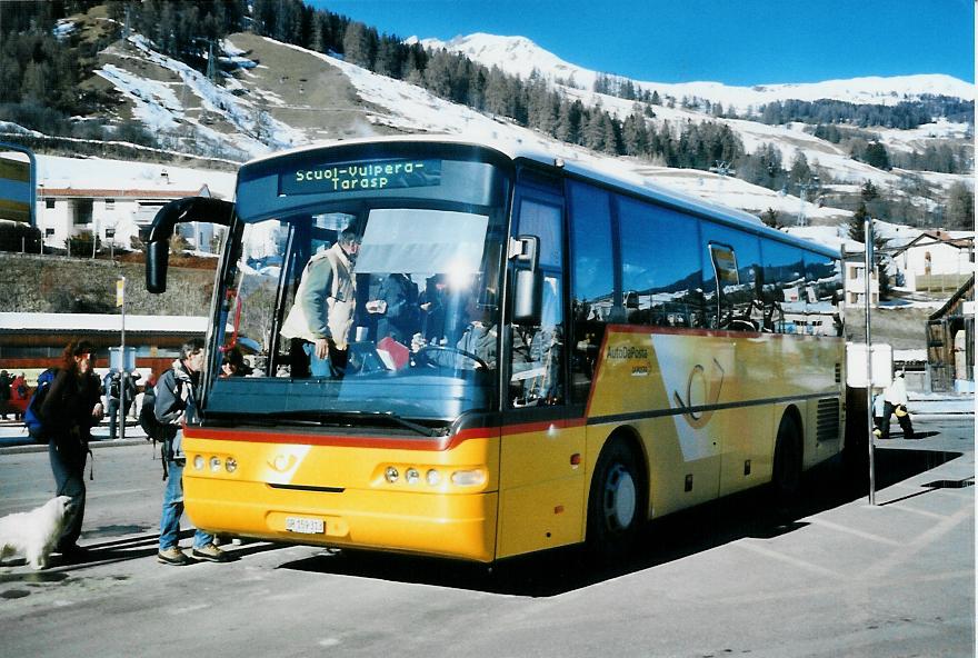 (104'428) - PostAuto Graubnden - GR 159'313 - Neoplan (ex Guler, Sent) am 19. Februar 2008 beim Bahnhof Scuol-Tarasp