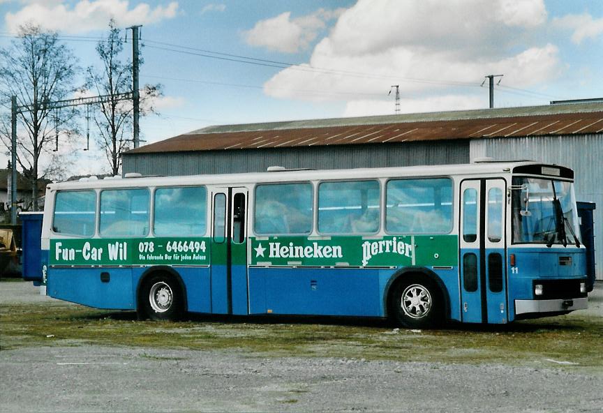 (106'331) - Fun-Car, Wil - Nr. 11 - Saurer/Tscher (ex LLB Susten Nr. 11) am 13. April 2008 in Wil, Larag