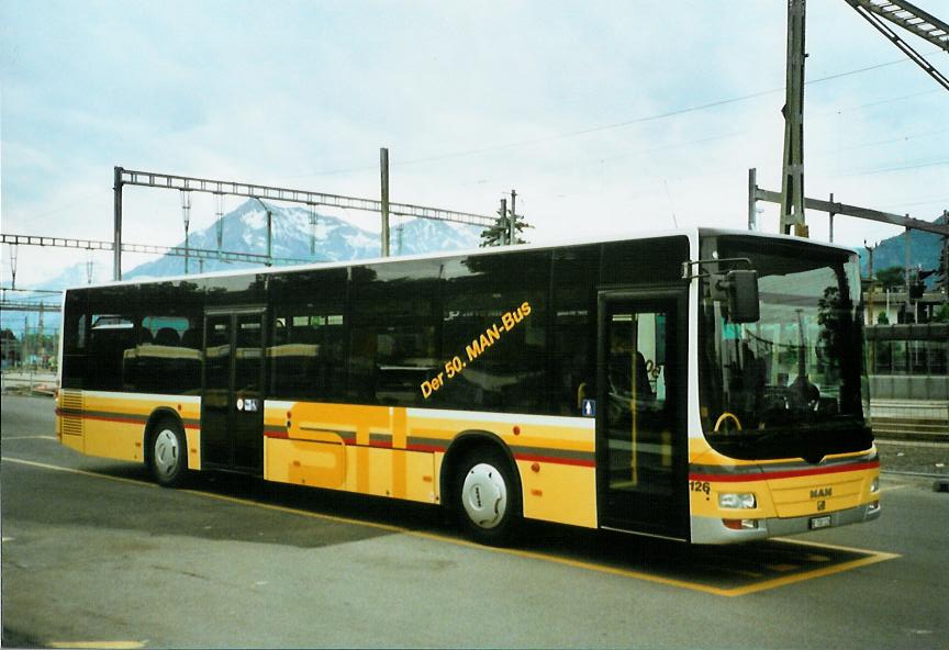 (107'530) - STI Thun - Nr. 126/BE 700'126 - MAN am 26. Mai 2008 beim Bahnhof Thun (prov. Haltestelle)