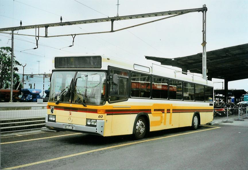 (107'801) - STI Thun - Nr. 60/BE 452'460 - Mercedes/R&J am 5. Juni 2008 beim Bahnhof Thun (prov. Haltestelle)