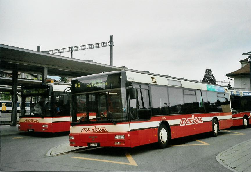 (107'834) - ASKA Aeschi - Nr. 8/BE 387'558 - MAN am 15. Juni 2008 beim Bahnhof Spiez