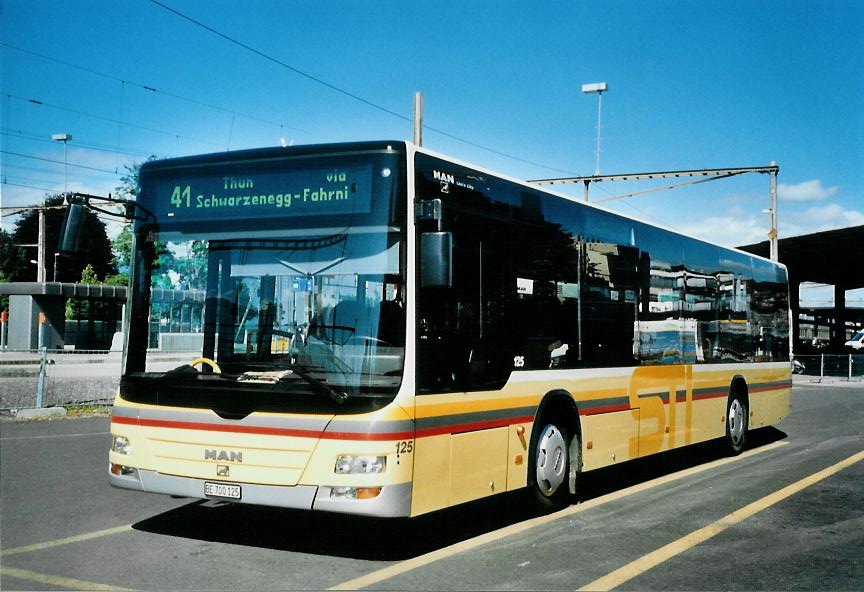 (109'931) - STI Thun - Nr. 125/BE 700'125 - MAN am 3. August 2008 beim Bahnhof Thun (prov. Haltestelle)