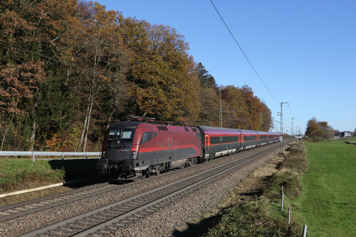1116 217 aus Salzburg kommend am 16. November 2024 bei Hufschlag.