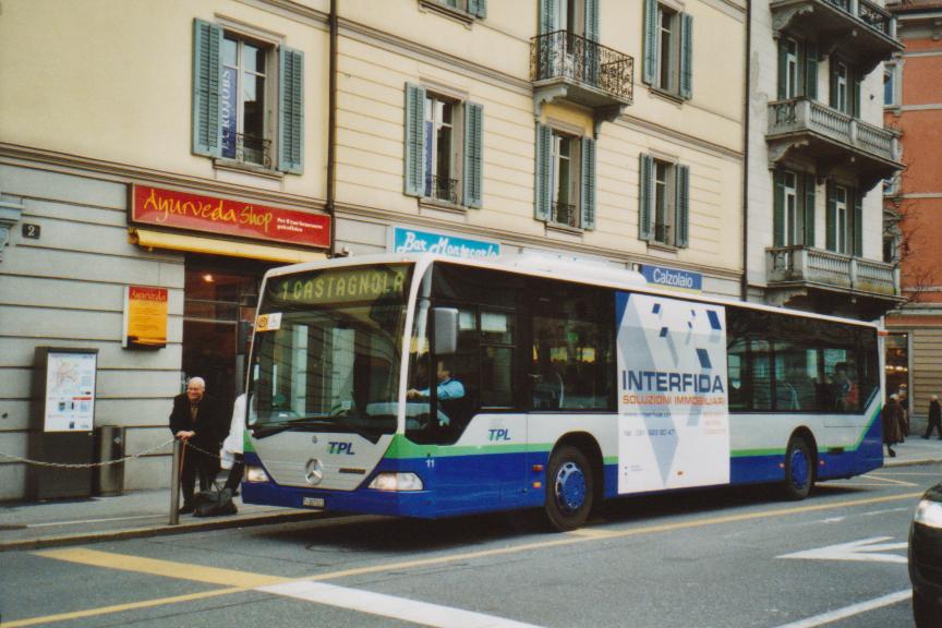 (112'624) - TPL Lugano - Nr. 11/TI 207'011 - Mercedes am 9. Dezember 2008 in Lugano, Centro