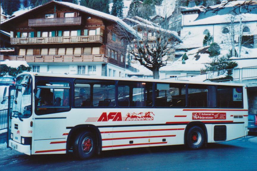 (113'701) - AFA Adelboden - Nr. 39/BE 25'753 - NAW/R&J (ex Nr. 18; ex Autopostale, Mendrisio Nr. 38; ex Piotti, Balerna Nr. 38; ex AAGI Interlaken Nr. 38; ex Schmocker, Beatenberg Nr. 3) am 11. Januar 2009 beim Autobahnhof Adelboden