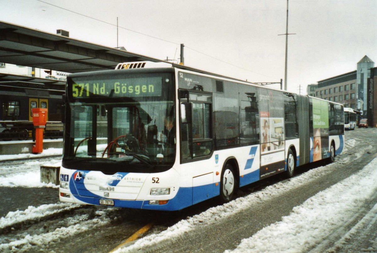 (114'418) - BOGG Wangen b.O. - Nr. 52/SO 78'738 - MAN am 17. Februar 2009 beim Bahnhof Olten