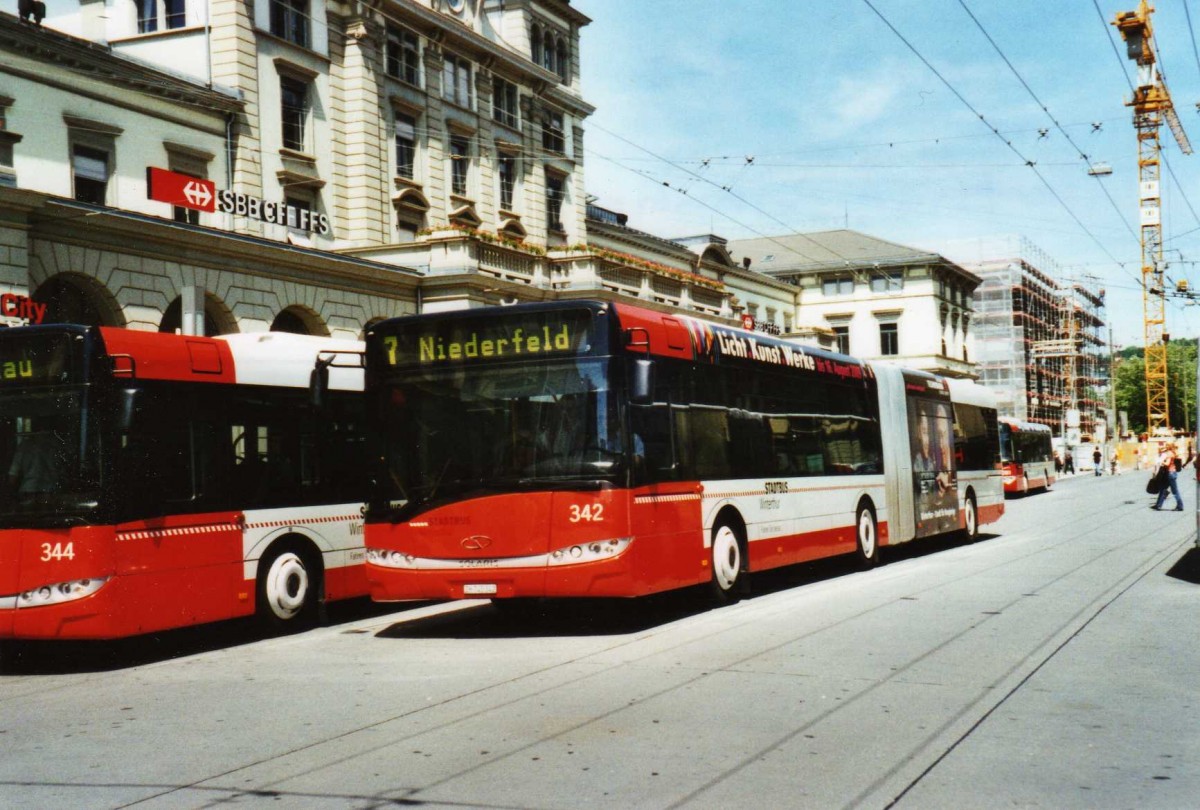 (116'506) - SW Winterthur - Nr. 342/ZH 745'342 - Solaris am 20. Mai 2009 beim Hauptbahnhof Winterthur