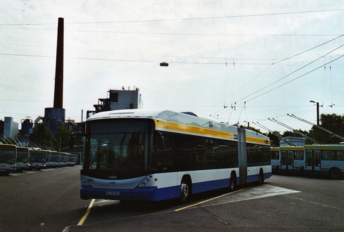 (118'018) - SWS Solingen - Nr. 951/SG-SW 951 - Hess/Hess Gelenktrolleybus am 5. Juli 2009 in Solingen, Betriebshof