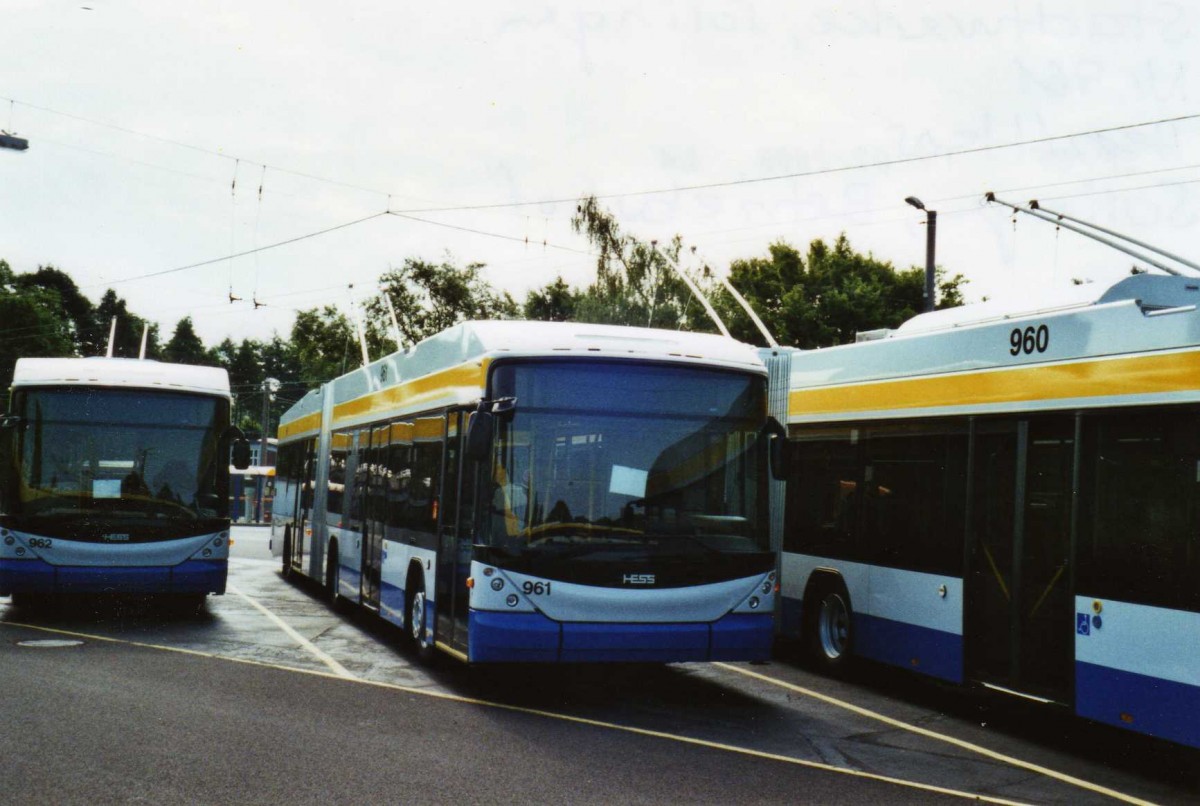 (118'027) - SWS Solingen - Nr. 961 - Hess/Hess Gelenktrolleybus am 5. Juli 2009 in Solingen, Betriebshof