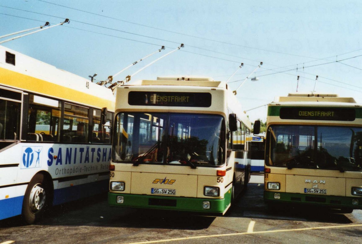 (118'129) - SWS Solingen - Nr. 50/SG-SW 250 - MAN/Grf&Stift Trolleybus am 5. Juli 2009 in Solingen, Betriebshof