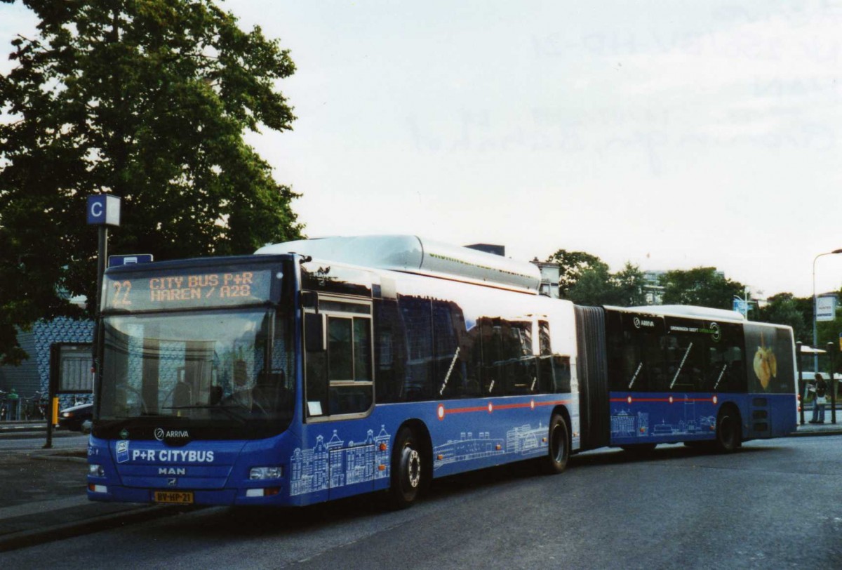 (118'422) - ARRIVA - Nr. 256/BV-HD-21 - MAN am 7. Juli 2009 beim Bahnhof Groningen