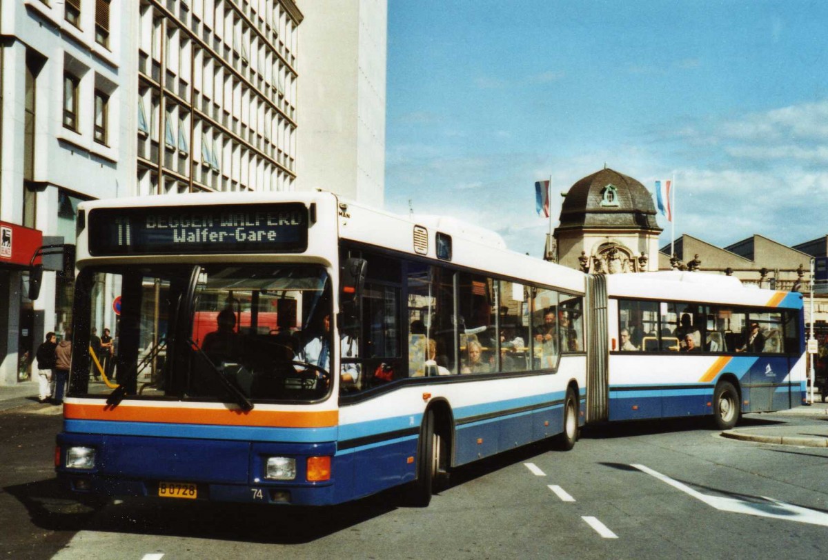 (118'828) - AVL Luxembourg - Nr. 74/B 0728 - MAN am 8. Juli 2009 beim Bahnhof Luxembourg