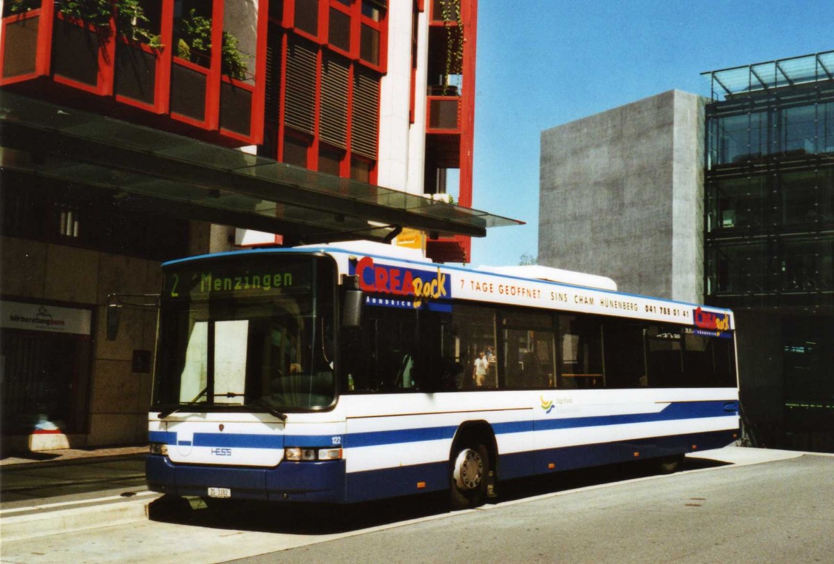 (120'013) - ZVB Zug - Nr. 122/ZG 3382 - Scania/Hess (ex Nr. 22) am 15. August 2009 beim Bahnhof Zug