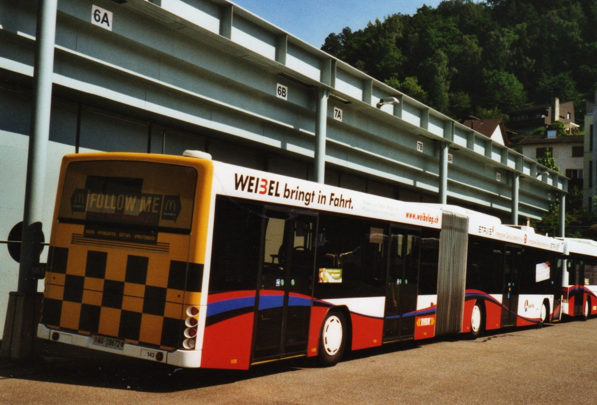 (127'320) - RVBW Wettingen - Nr. 143/AG 18'672 - Scania/Hess am 27. Juni 2010 in Wettingen, Garage