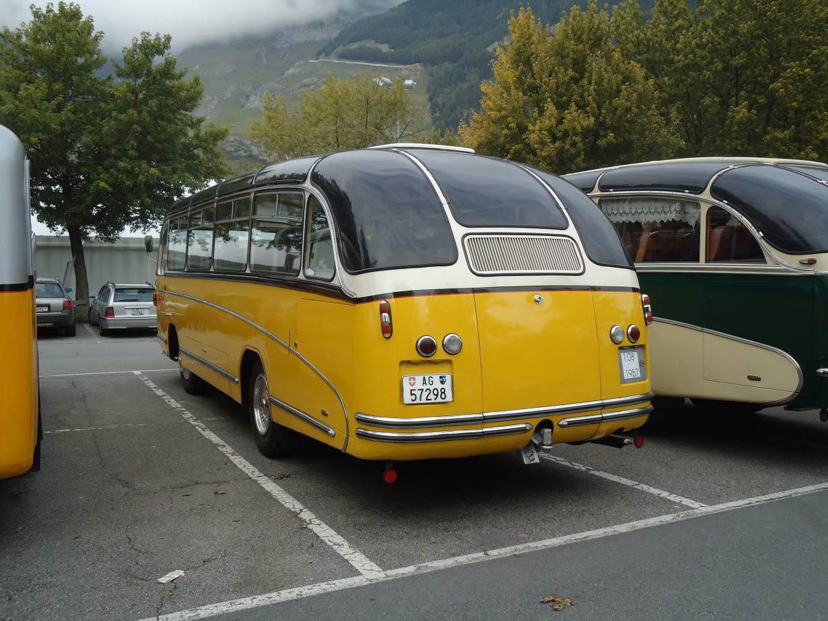 (129'846) - Zimmerli J., Oftringen - AG 57'298 - Berna/Tscher (ex Stutz, Oberlunkhofen; ex Leu, Schongau; ex Wicki, Bremgarten; ex P 22'054) am 18. September 2010 in Chur, Obere Au