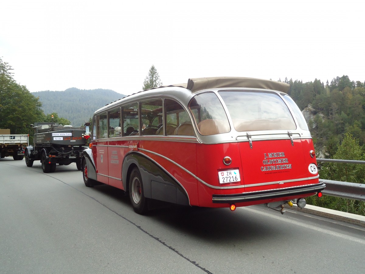 (129'879) - Meier, Grt - Nr. 12/ZH 27'216 - FBW/R&J (ex Wespe, Altsttten; ex AFA Adelboden Nr. 12) am 18. September 2010 bei Valendas