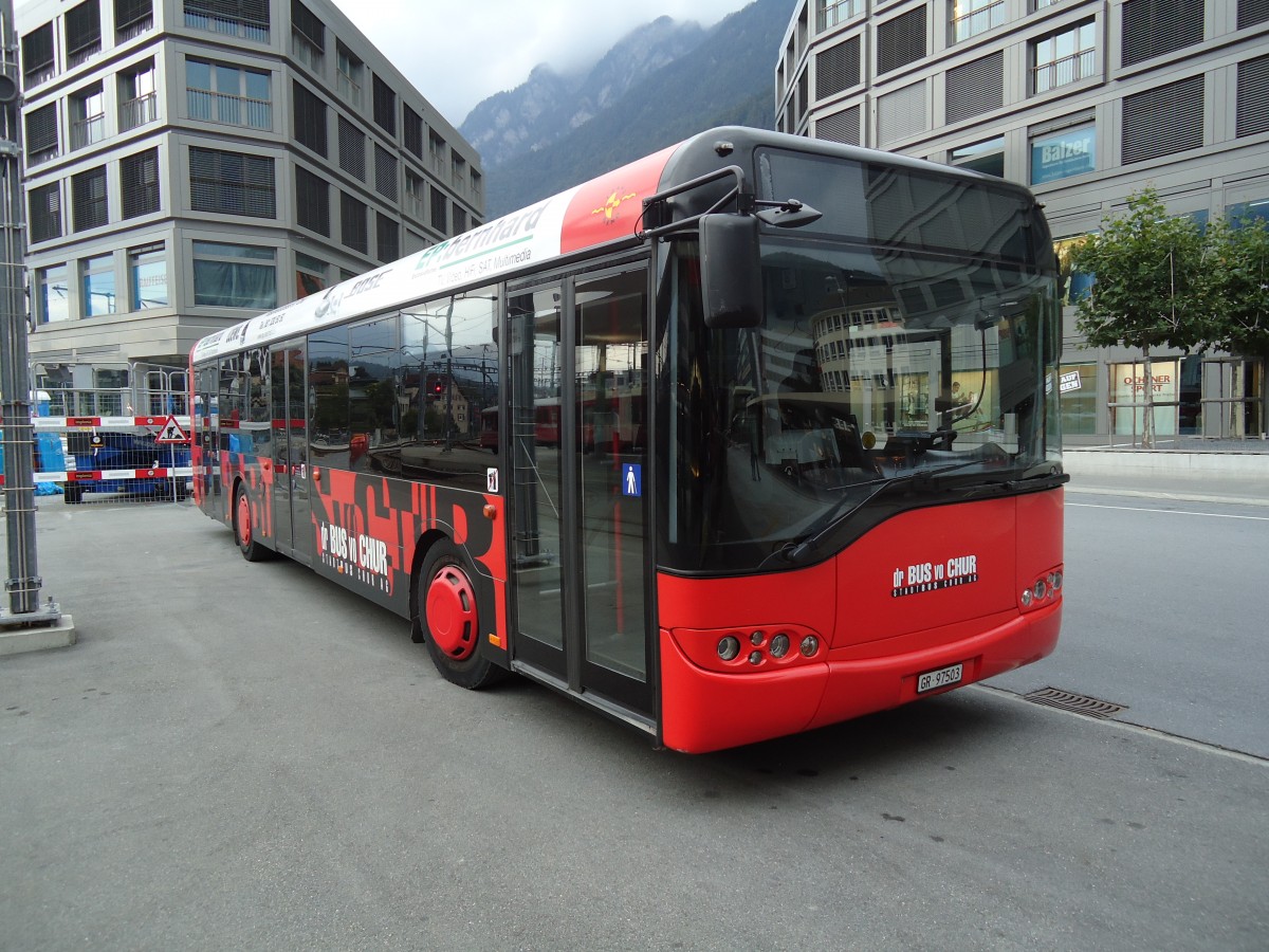 (130'055) - SBC Chur - Nr. 3/GR 97'503 - Solaris am 18. September 2010 beim Bahnhof Chur