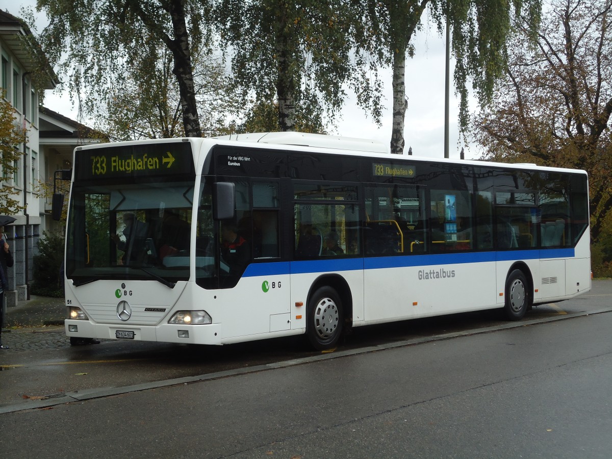 (130'778) - Welti-Furrer, Zrich - Nr. 51/ZH 634'601 - Mercedes (ex Frhlich, Zrich Nr. 601) am 24. Oktober 2010 beim Bahnhof Kloten