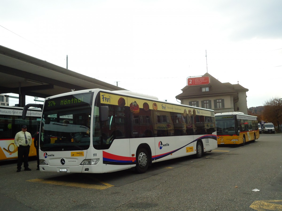 (130'838) - Voegtlin-Meyer, Brugg - Nr. 111/AG 381'644 - Mercedes am 30. Oktober 2010 beim Bahnhof Brugg