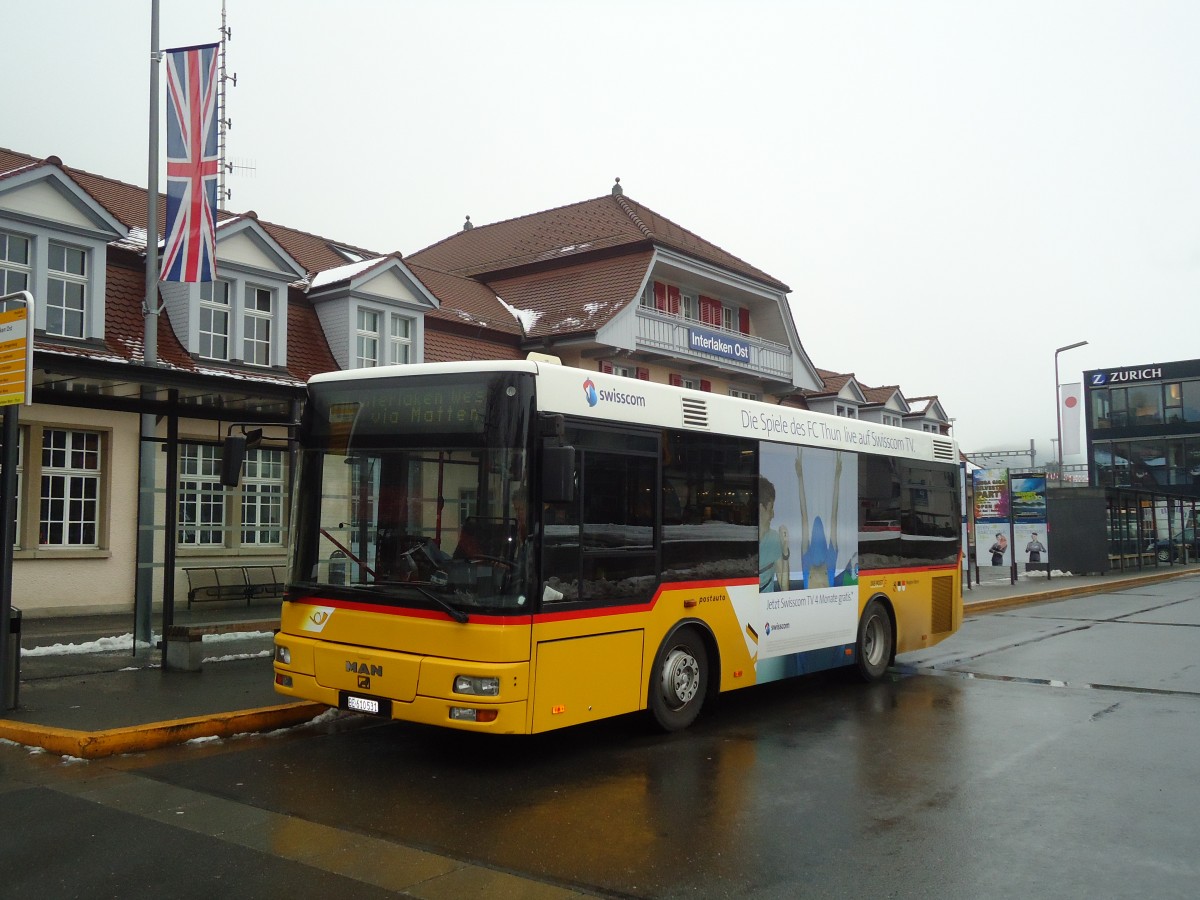 (131'846) - PostAuto Bern - BE 610'531 - MAN/Gppel (ex P 23'032) am 30. Dezember 2010 beim Bahnhof Interlaken Ost