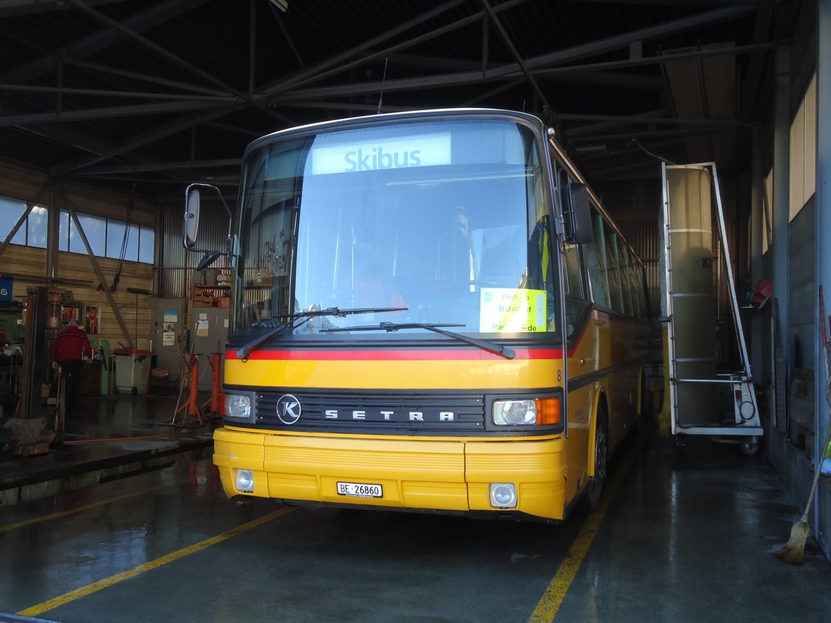 (132'039) - Portenier, Adelboden - Nr. 8/BE 26'860 - Setra (ex Geiger, Adelboden Nr. 8; ex P 25'053) am 8. Januar 2011 in Adelboden, Garage