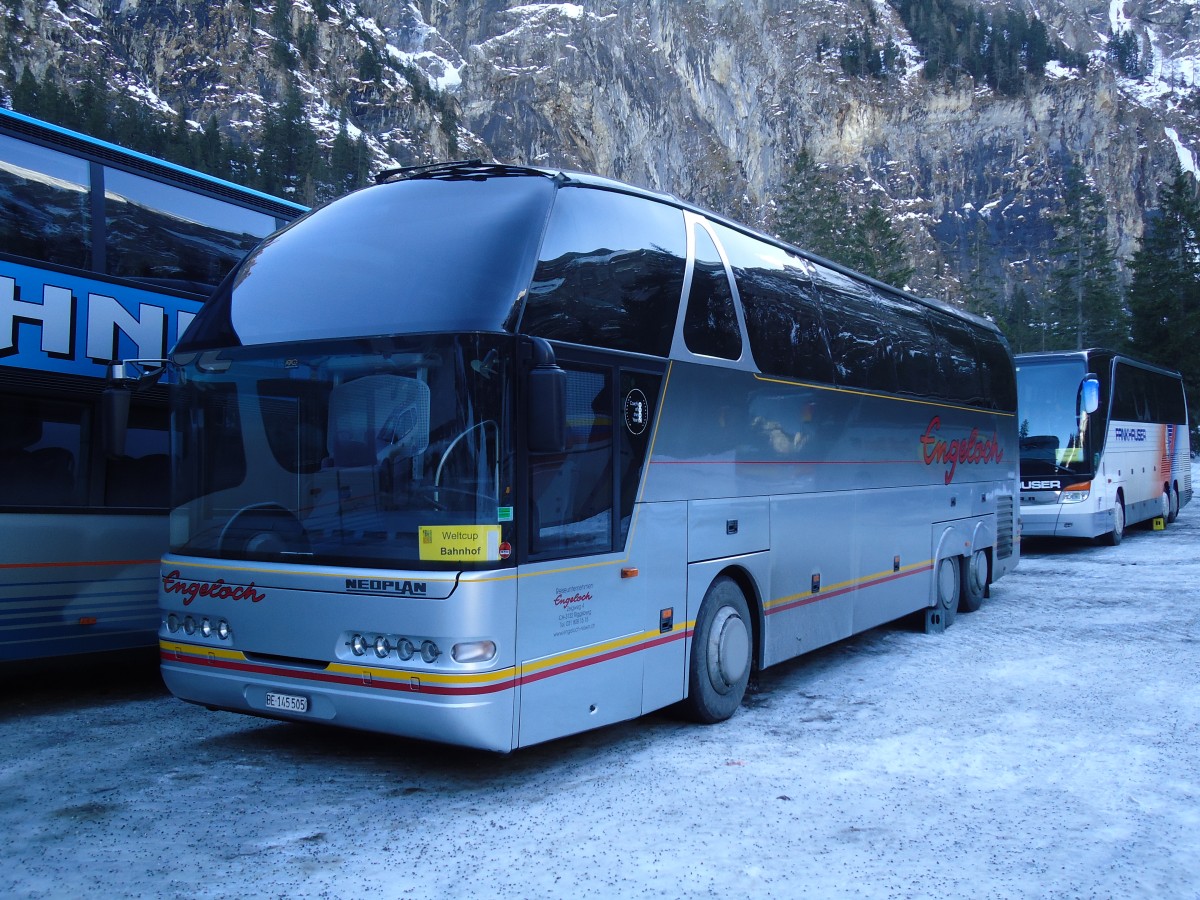 (132'074) - Engeloch, Riggisberg - BE 145'505 - Neoplan am 8. Januar 2011 in Adelboden, Unter dem Birg