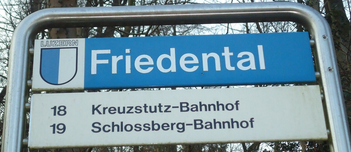 (132'959) - VBL-Haltestellenschild - Luzern, Friedental - am 11. Mrz 2011