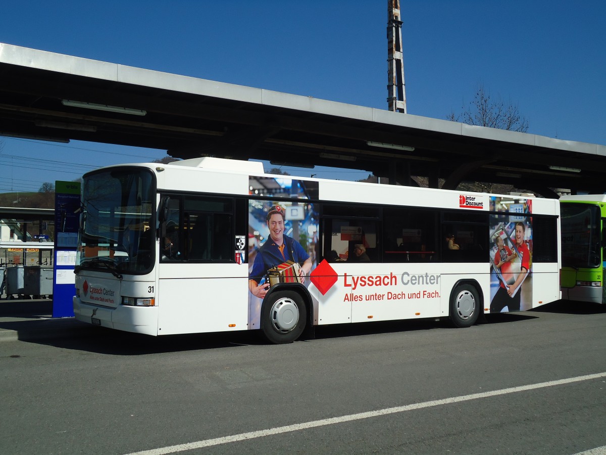 (133'141) - Busland, Burgdorf - Nr. 31/BE 567'511 - Volvo/Hess (ex AAGK Koppigen Nr. 11) am 21. Mrz 2011 beim Bahnhof Burgdorf