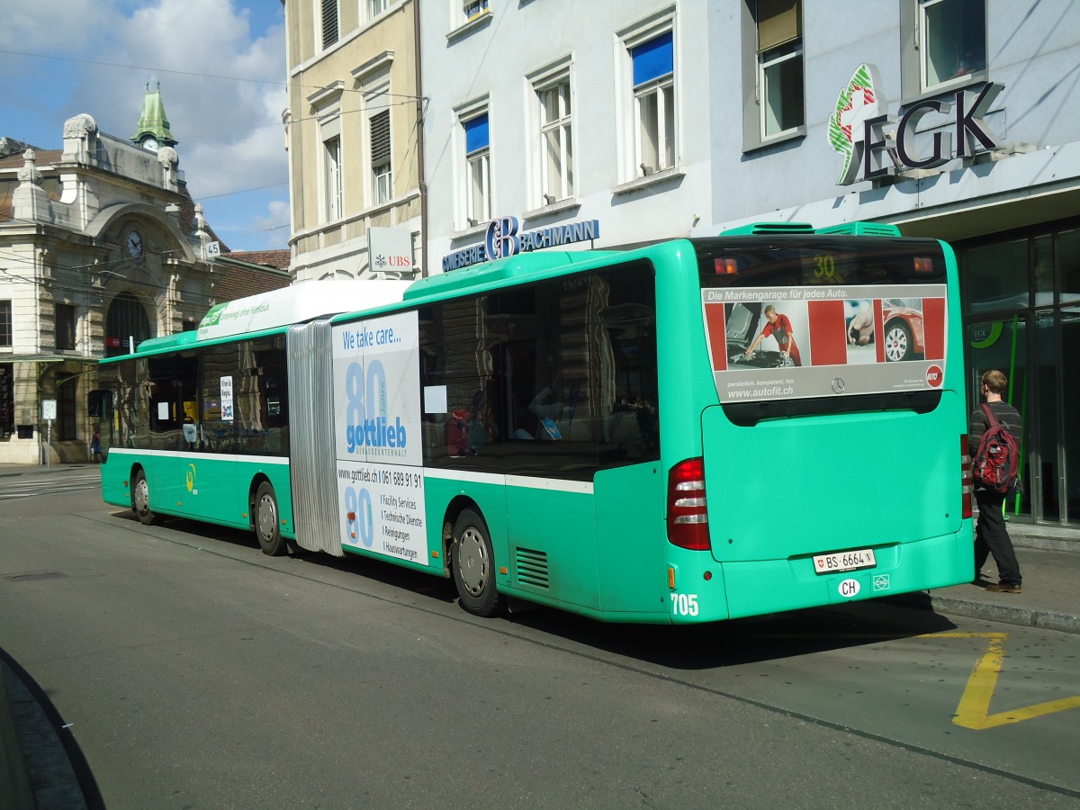 (133'694) - BVB Basel - Nr. 705/BS 6664 - Mercedes am 16. Mai 2011 beim Bahnhof Basel