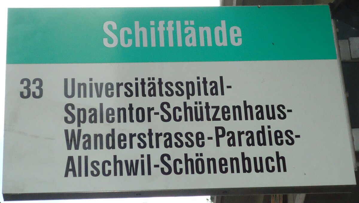 (133'697) - BVB-Haltestellenschild - Basel, Schifflnde - am 16. Mai 2011