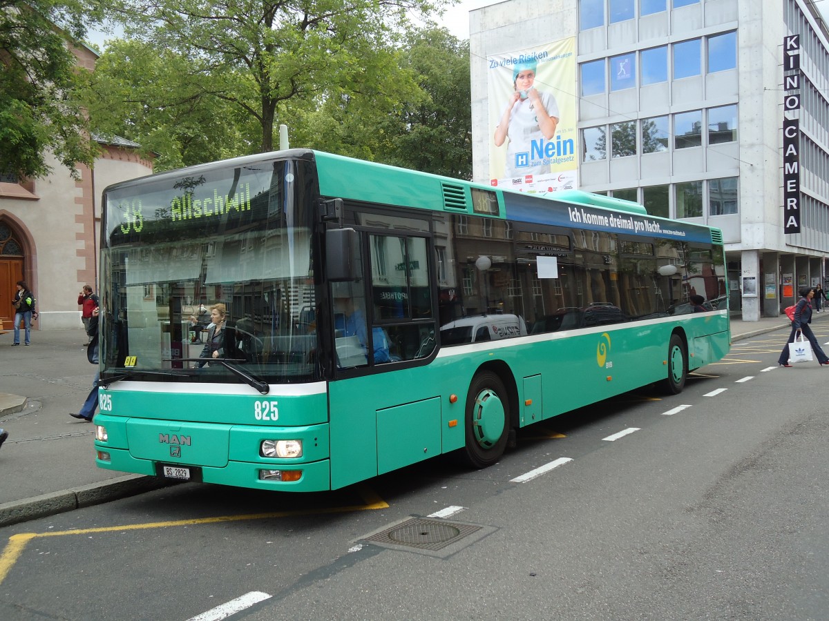 (133'728) - BVB Basel - Nr. 825/BS 2829 - MAN am 16. Mai 2011 in Basel, Claraplatz