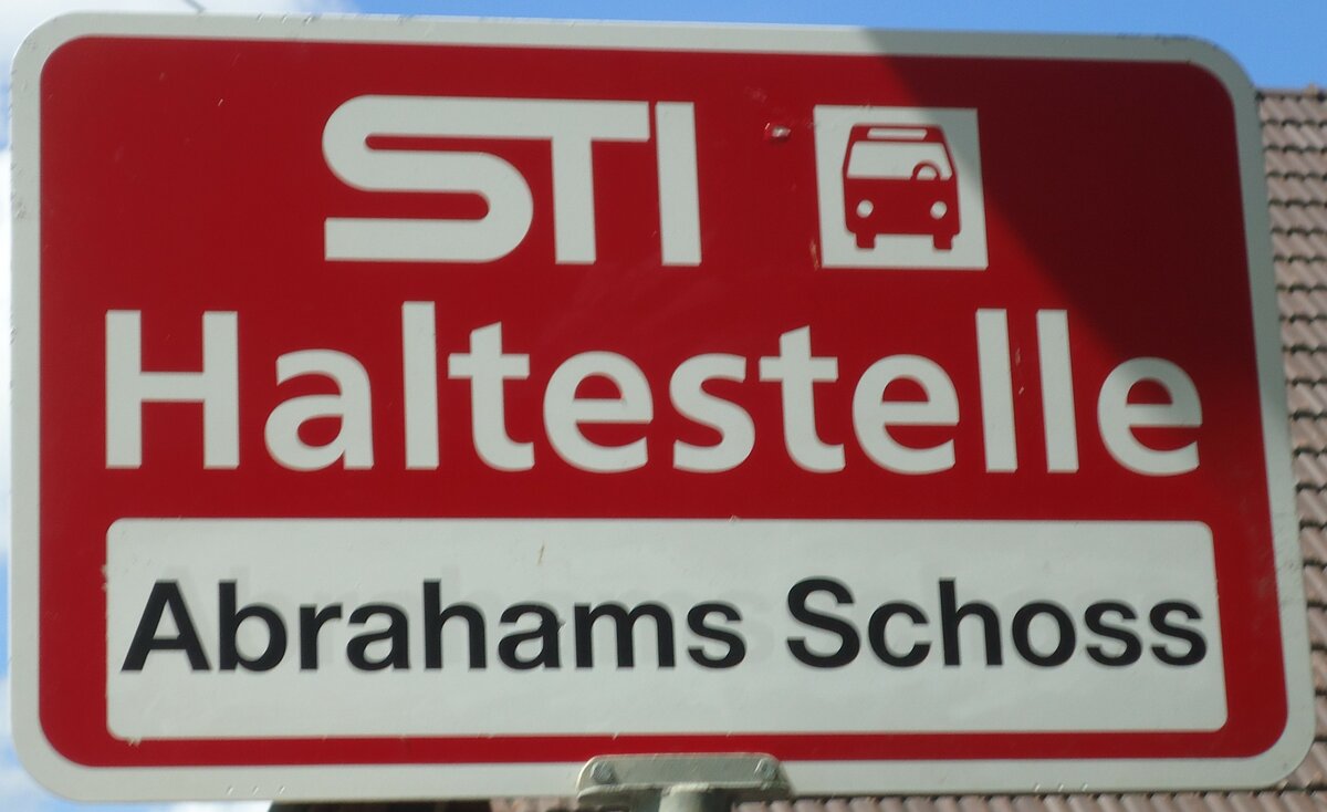 (133'878) - STI-Haltestellenschild - Fahrni, Abrahams Schoss - am 28. Mai 2011