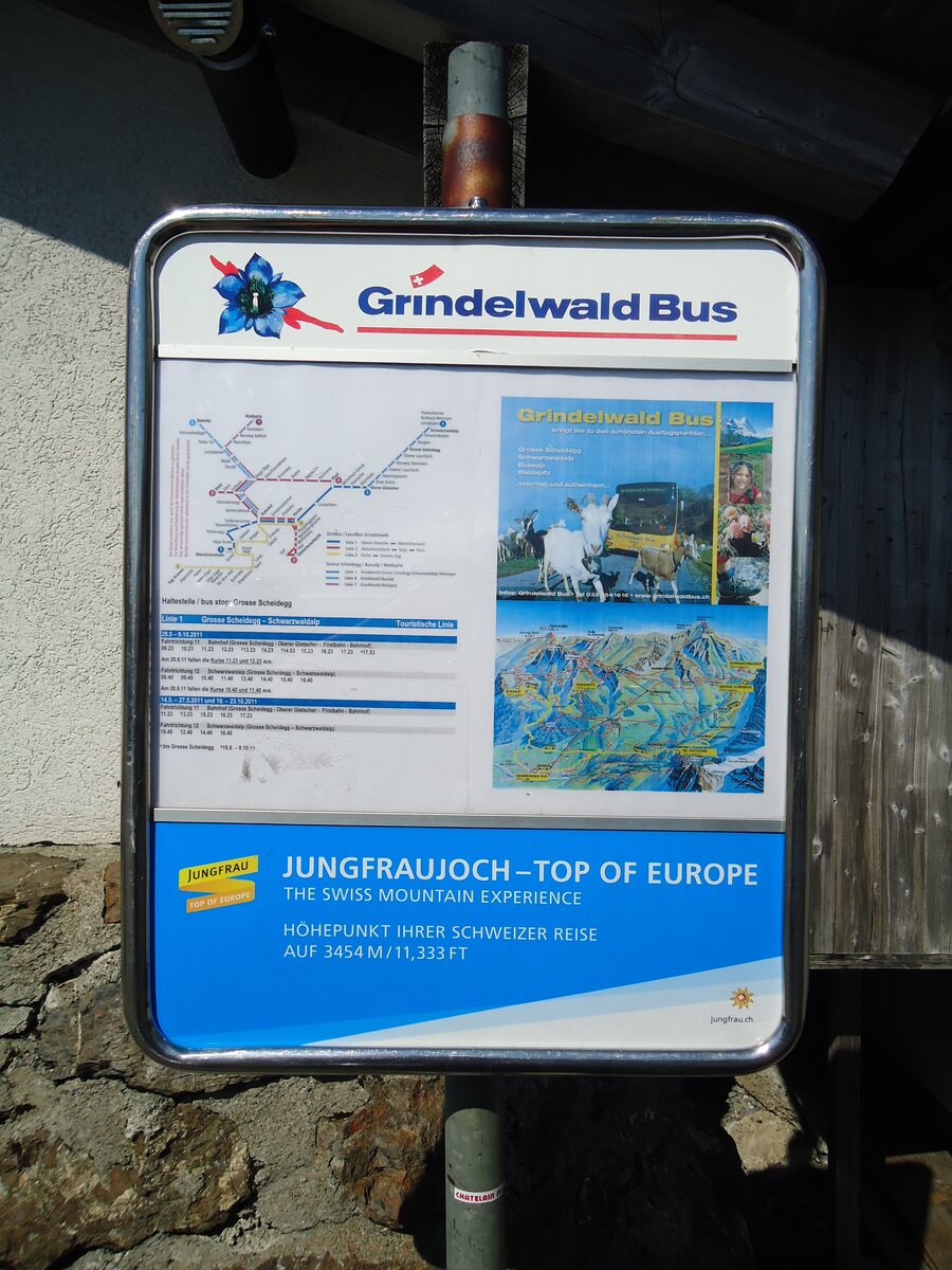 (134'793) - Grindelwaldbus-Haltestelle am 3. Juli 2011 in Grindelwald, Grosse Scheidegg