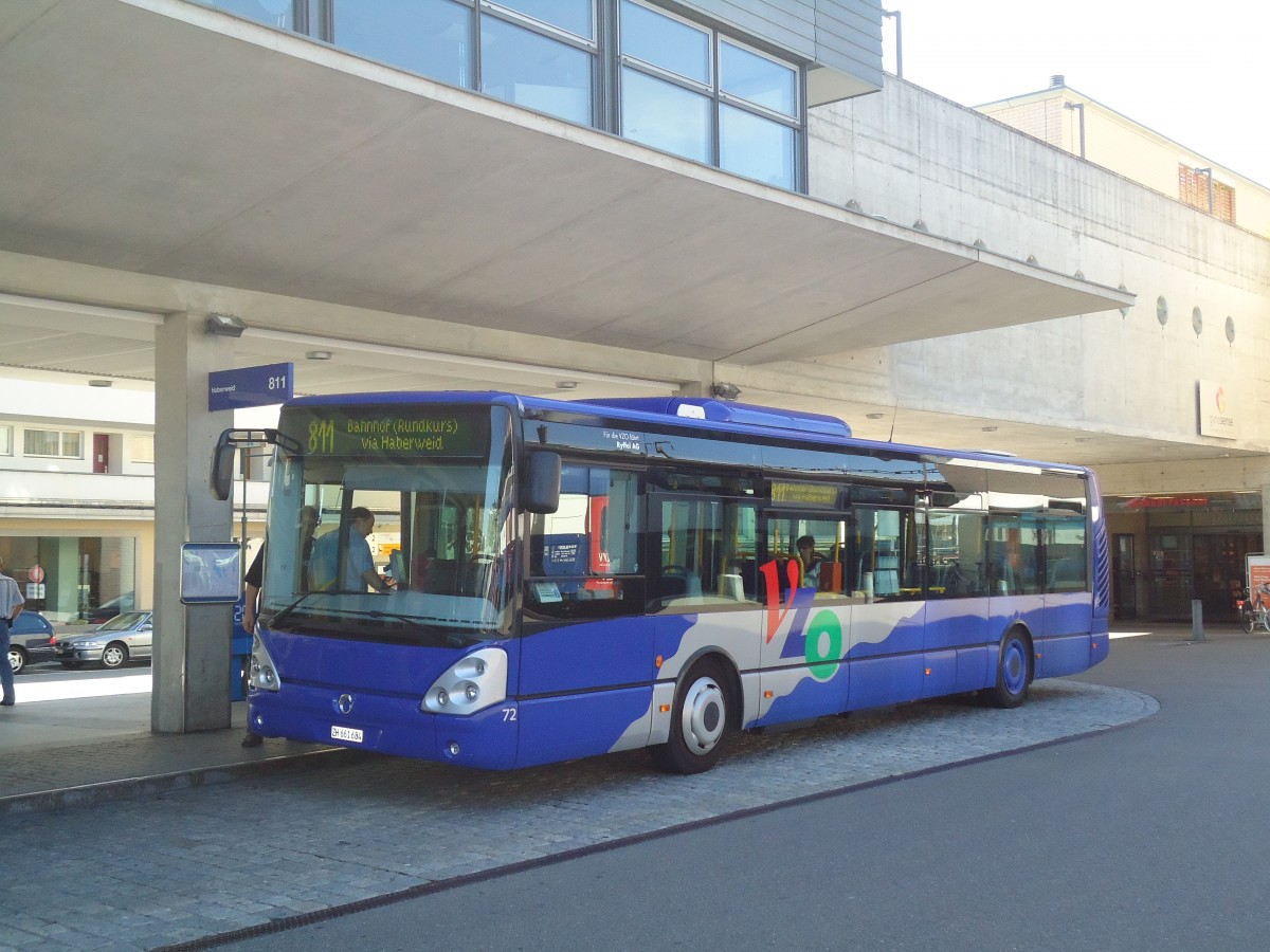 (135'519) - Ryffel, Uster - Nr. 72/ZH 661'684 - Irisbus am 17. August 2011 beim Bahnhof Uster